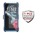thumbnail image 2 of Njjex Phone Cases for Samsung Galaxy S22 Ultra 5G (2022) 6.8", [Buit-in Temerped Glass Screen Protector] Combo Holster Belt Clip [Heavy Duty] [Kickstand] Full-Body Rugged Holster Case (Blue), 2 of 9