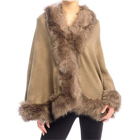 Poncho/ Shawl - Fur Trim - SF-FW512KHA