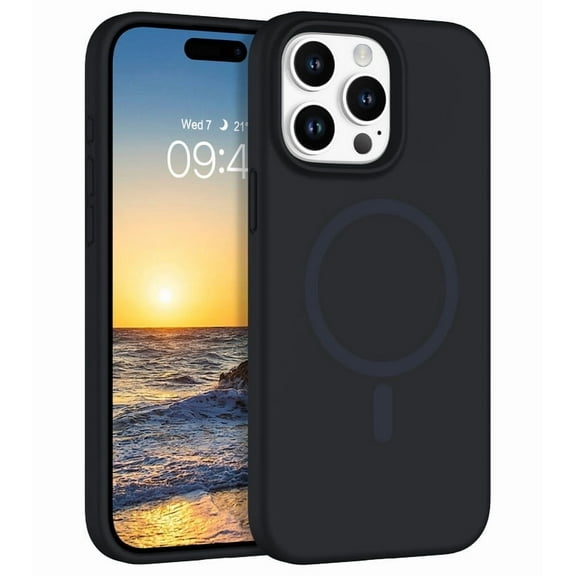 VENINGO Magnetic for iPhone 15 Pro Max Case 6.7" Compatible with Mag-safe,Soft Liquid Silicone Gel Rubber Bumper Shockproof Protective Phone Cover for iPhone 15 Pro Max, Black