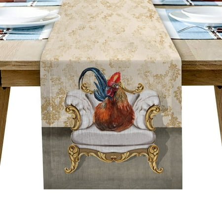 

Chicken Sitting On Sofa Retro Vintage Table Runner Wedding Decoration Home Dinner Table Decor Cotton Linen Table Runner