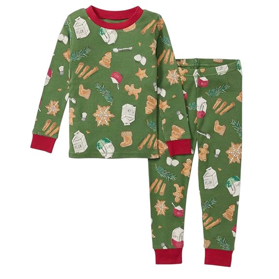 RUTAYY Boys Pajama Set Christmas Graphic Long Sleeve Top Full Length Pants Sleepwear, Green