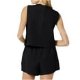 thumbnail image 4 of qolati Two Piece Sets for Women Fashion Button Sleeveless Suit Vest and HIgh Waisted Dressy Casual Shorts Business Work Blazer Set, 4 of 5