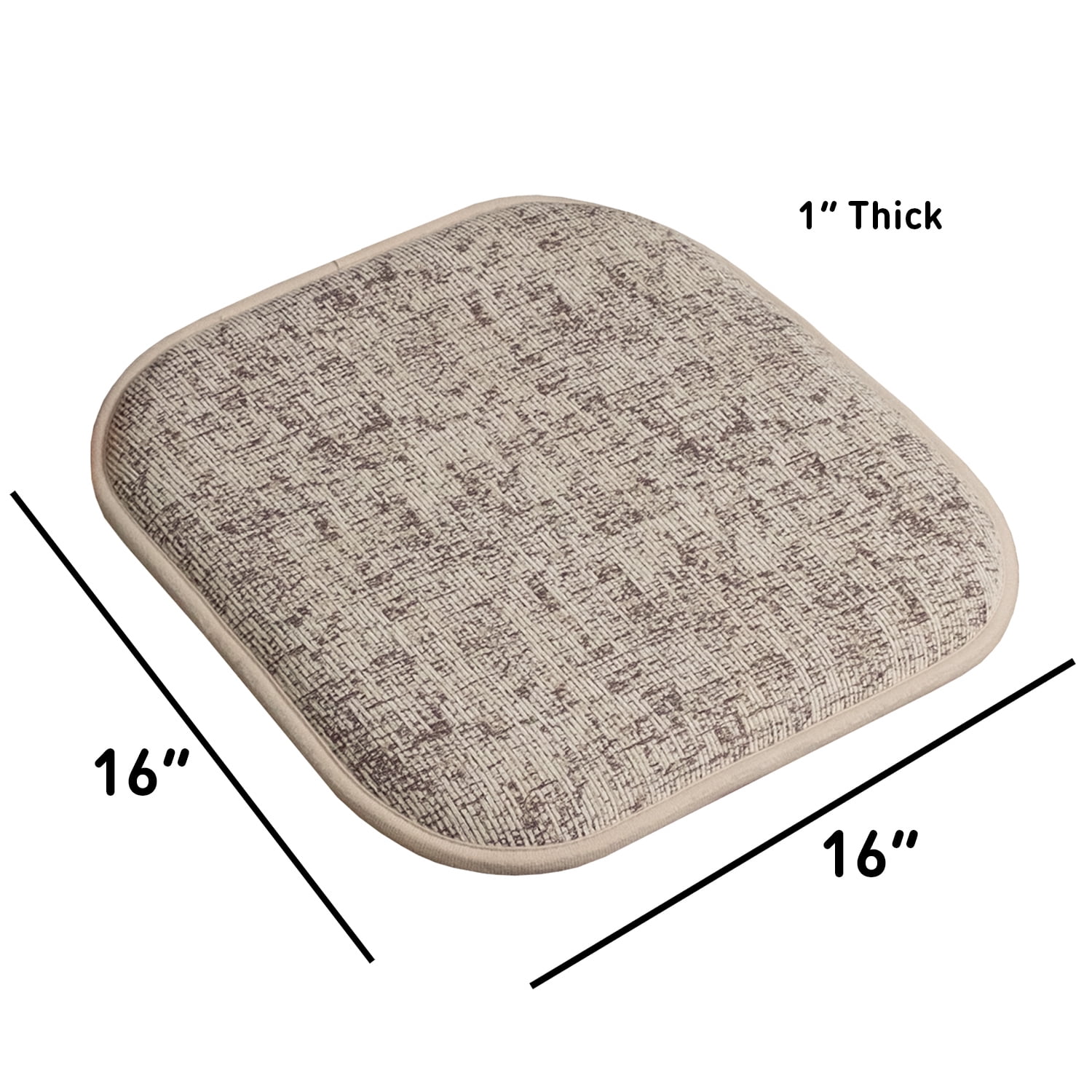 Broadway Memory Foam No Slip Back 16 x 16 Chair Pad Cushion 4 Pack - Cream-Chocolate