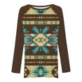 thumbnail image 4 of Mujeres Casual Tribal Wind Impreso Manga larga O-cuello Pullover Blusa Camiseta Tops Pompotops  FGAJ716, 4 of 5