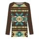 thumbnail image 4 of Mujeres Casual Tribal Wind Impreso Manga larga O-cuello Pullover Blusa Camiseta Tops Pompotops  FGAJ713, 4 of 5