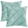thumbnail image 2 of REGALWOVEN Diamond Pinch Pleated Throw Pillow Covers 2 Pack Solid Color Decorative Pillow Covers Luxury Textured Pillowcases Light Blue 18" x 18", 2 of 6