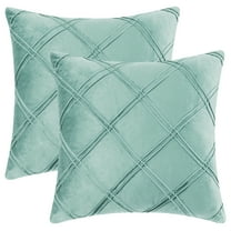 Unique Bargains 2 Diamond Pinch Pleated Solid Decorative Textured Throw Pillow Covers Light Blue 18" x 18"