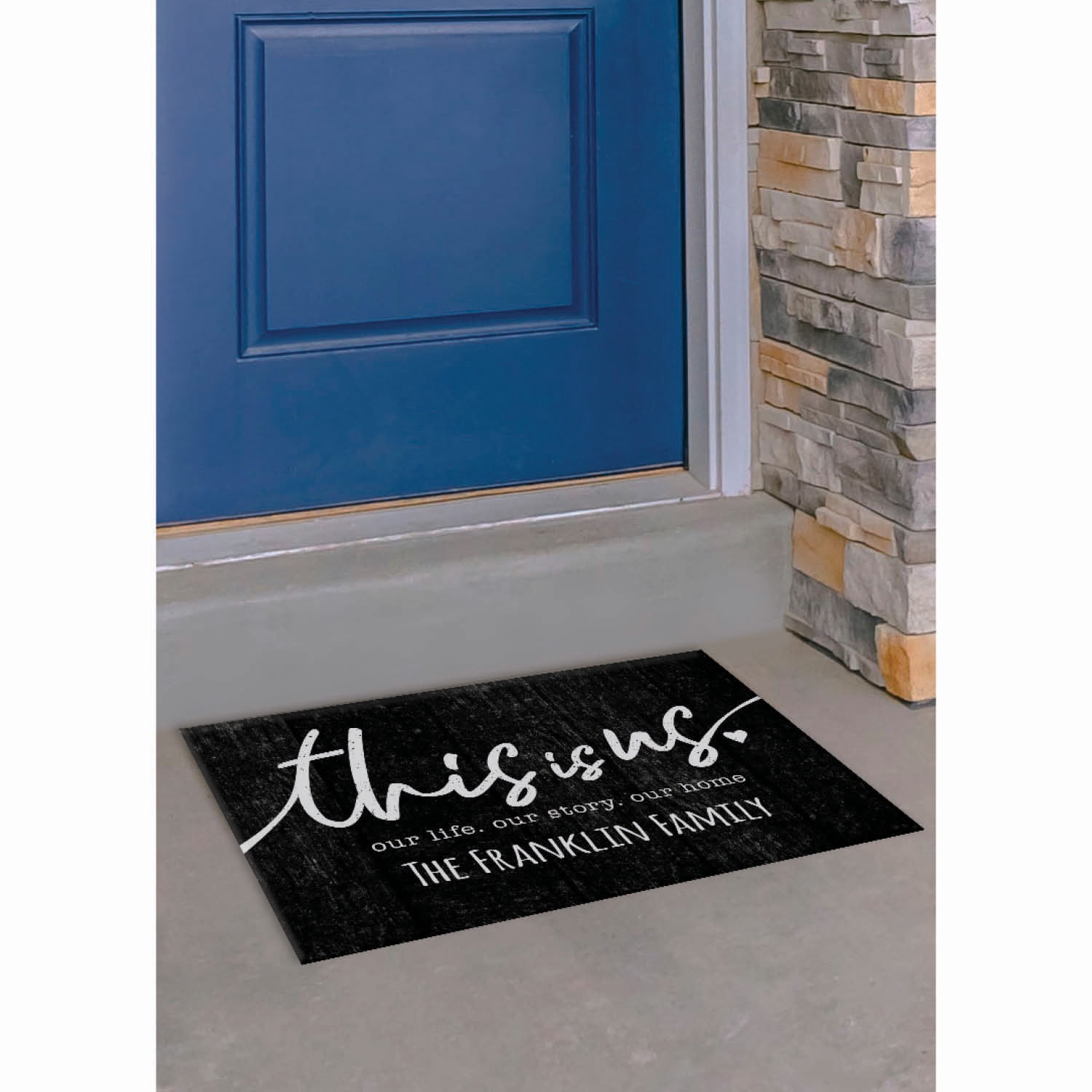 Personalized Planet 27x18 This Is Us Personalized Doormat on Durable Indoor Outdoor Low Profile Mat with Non Slip Rubber Backing