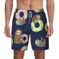 thumbnail image 3 of Uemuo Sloth with Donuts Pattern Mens Swim Trunks Quick Dry Board Shorts with Mesh Lining, Stretch Beach Shorts Quick Dry No-Chafing Board Shorts-Small, 3 of 9
