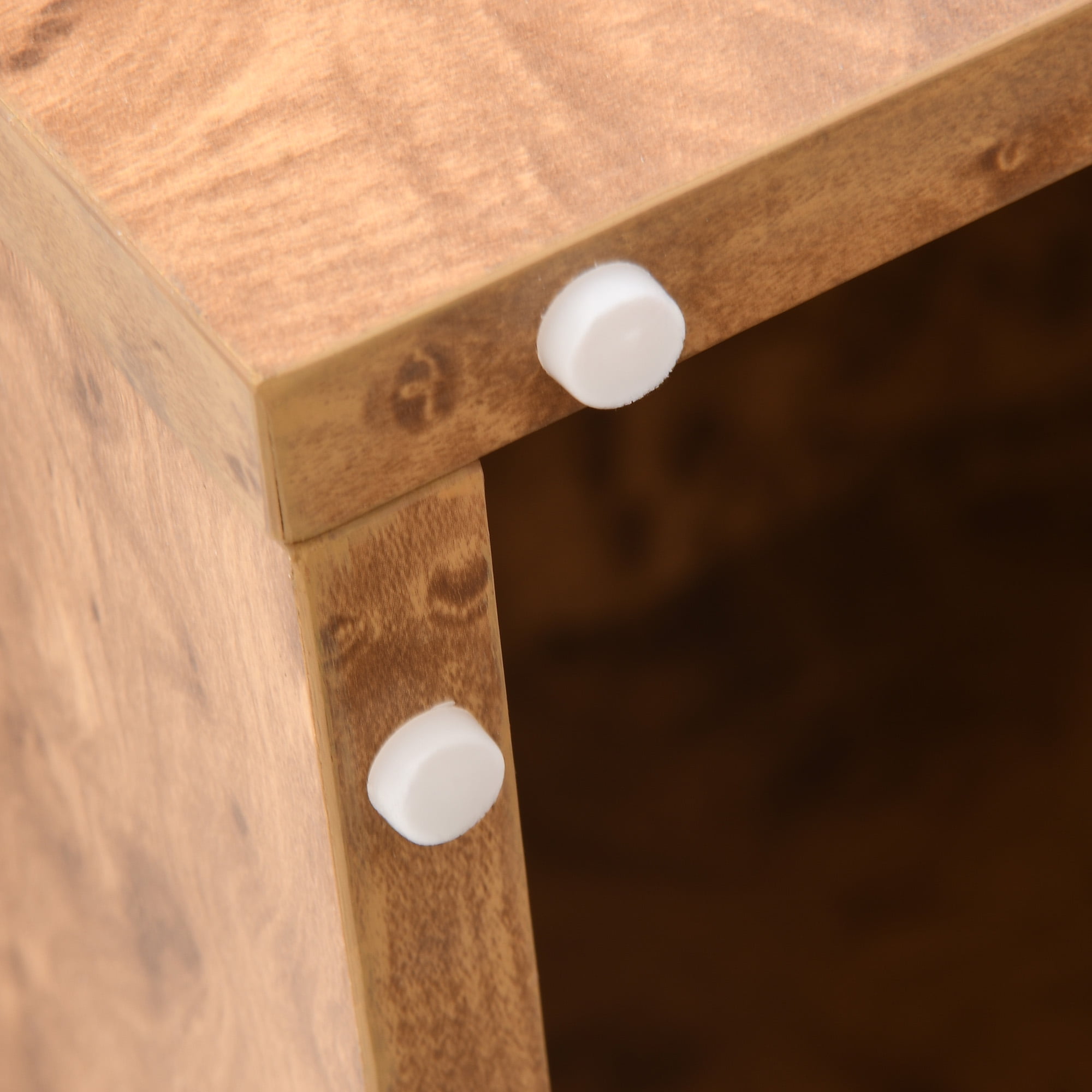 Uforic Rustic Square Coffee Table with LED Lights for Living Room, Burl Color
