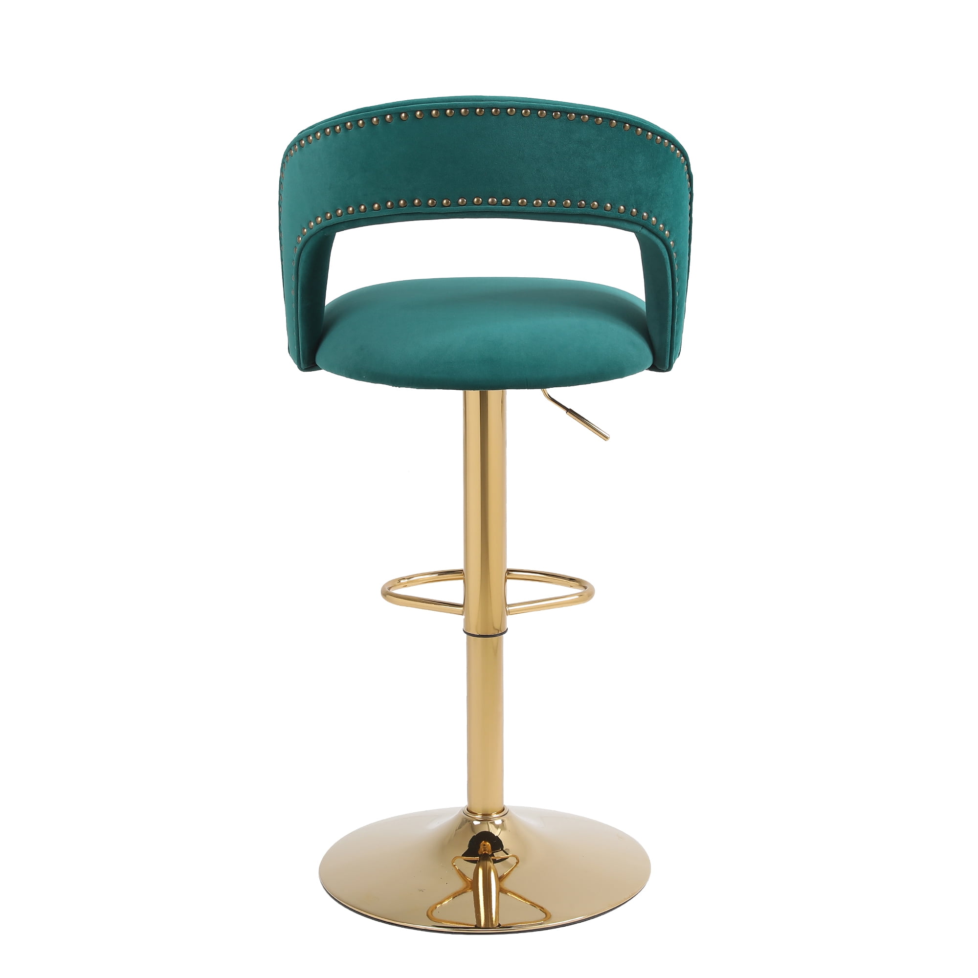 YYAo Swivel Bar Stools Chair Set of 2, Modern Adjustable Counter Height Bar Stools, Velvet Upholstered Stool with Back& Footrest for Kitchen, Emerald YYAo Swivel Bar Stools Chair Set of 2, Modern Adjustable Counter Height Bar Stools, Velvet Upholstered Stool with Back& Footrest for Kitchen, Emerald