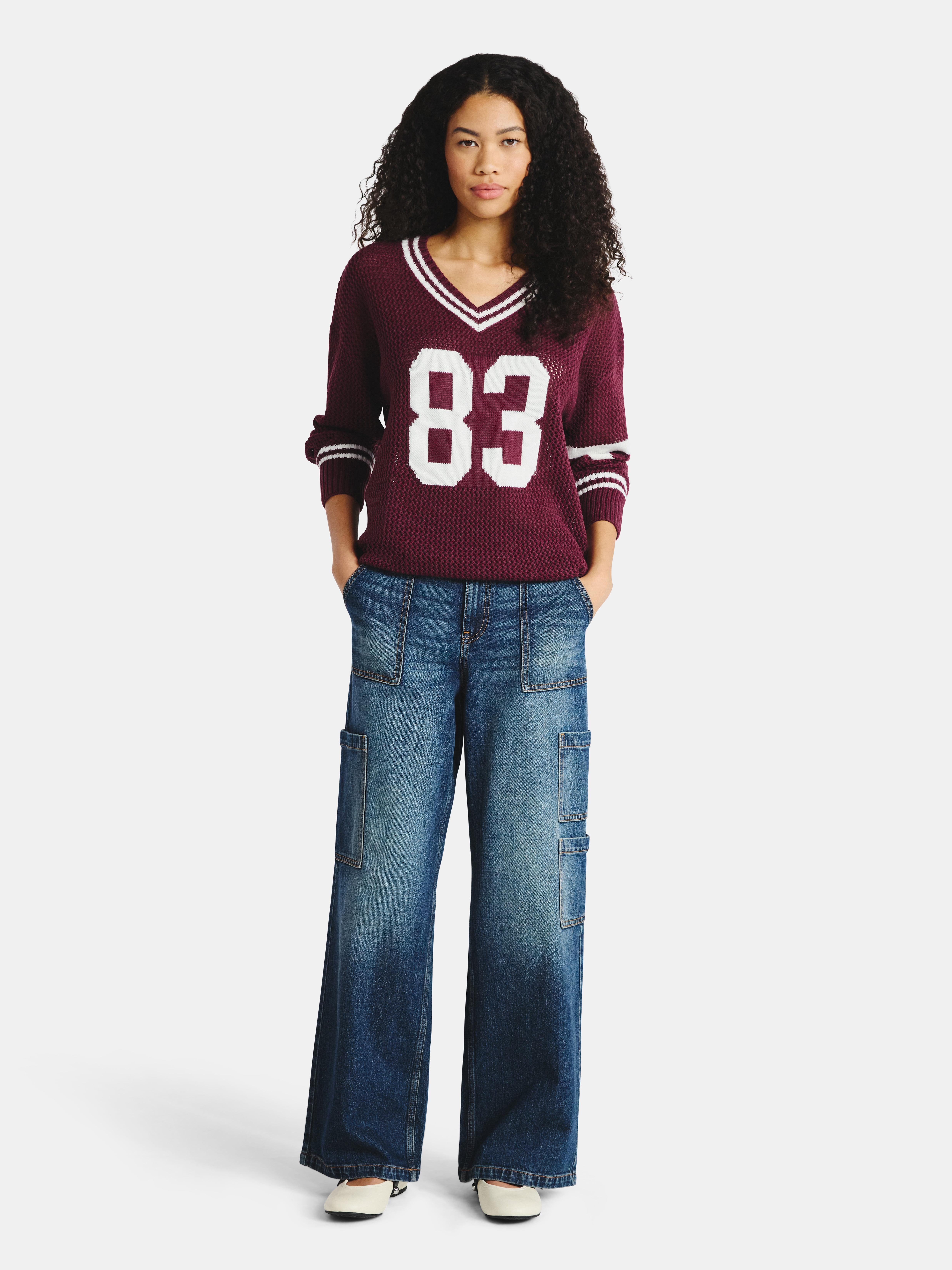 No Boundaries Wide Leg Cargo Pants, 31.5'' Inseam, Women's and Women's Plus Sizes XXS-4X