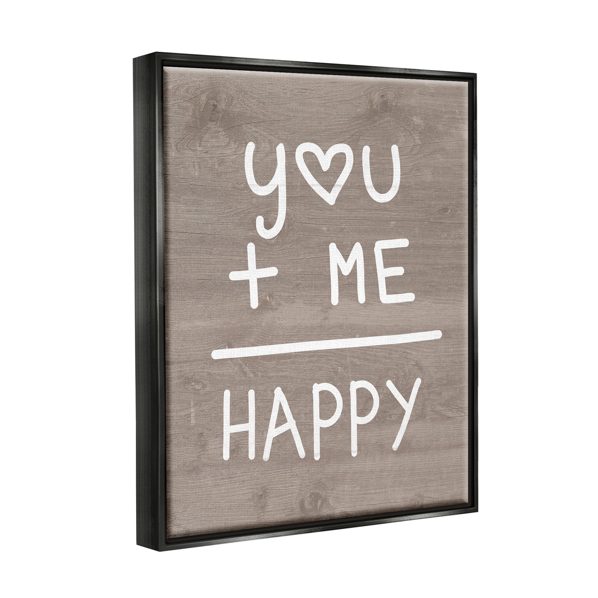 Stupell You + Me = Happy Equation Romance Inspirational Painting Black Floater Framed Art Print Wall Art