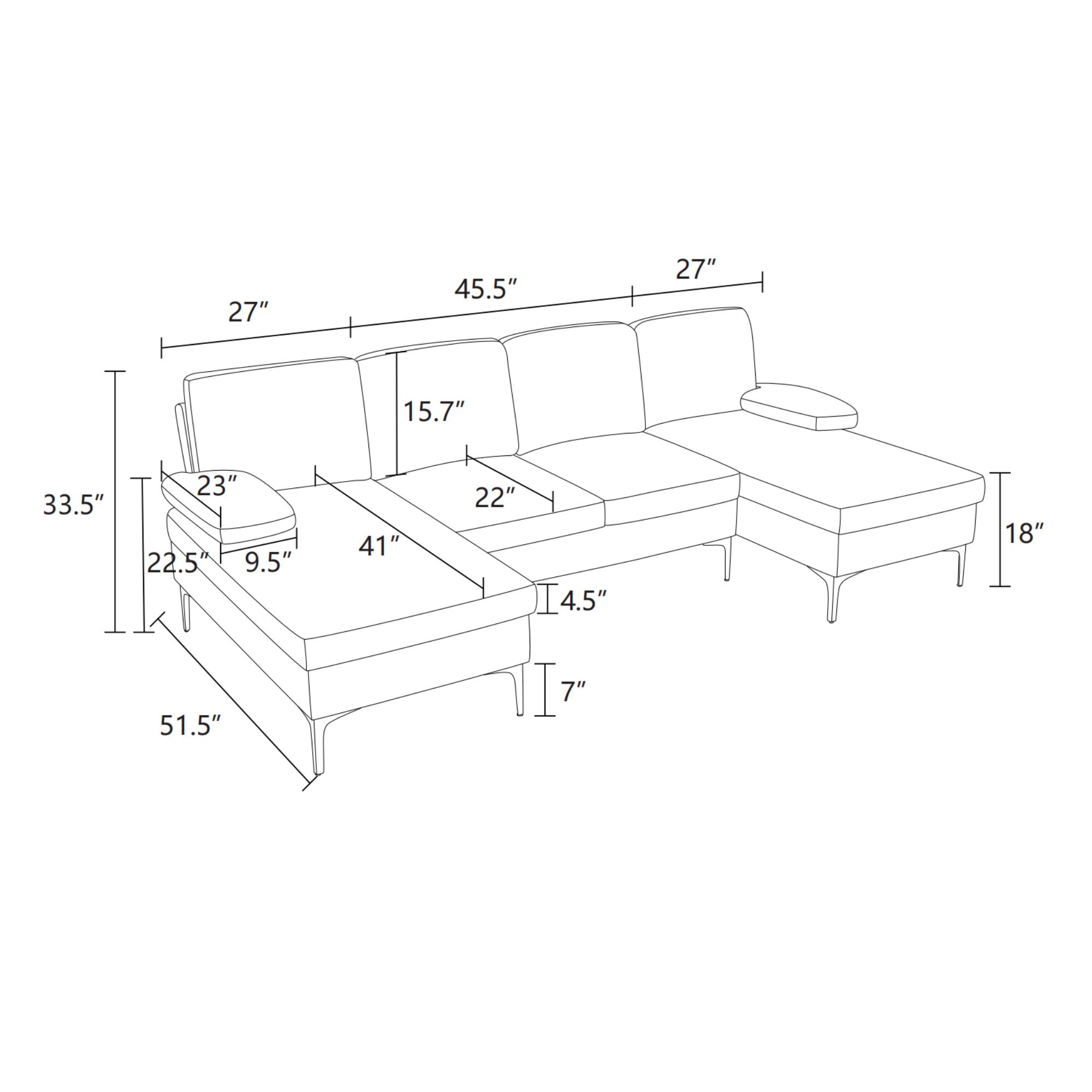 MAYEERTY 99.5" U-Shaped Modular Sofa, Flannel Sectional Couch Sofa Set, Deep Grey