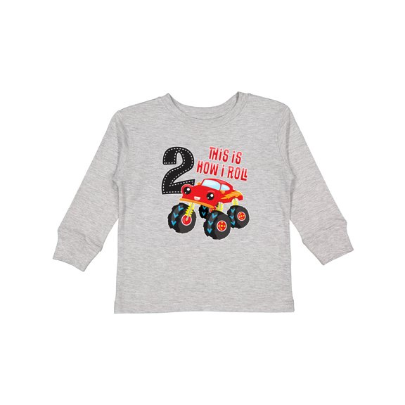 Inktastic Monster Truck How I Roll 2nd Birthday Boys Long Sleeve Toddler T-Shirt