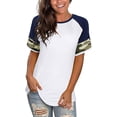 thumbnail image 2 of Women's Summer Long/Short Sleeve Shirts Crew Neck Tees Striped Color Block Blouse Tops, 2 of 6