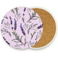 thumbnail image 2 of Coolnut Lavender Flowers Round Cup Coaster with Ceramic Stone and Cork Base 2PCS, Absorbent Cup Mats, Cup Protection Mat for Home, Kitchen and Bar71 Home Decor Gifts, 2 of 6