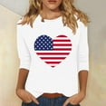 thumbnail image 2 of FAVIPT Fourth of July Shirts Womens Stars and Stripes USA Flag Print Blouses 3/4 Length Sleeve Crew Neck Tees Casual Trendy Summer 2025 Tops Multicolor,L, 2 of 4