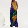 thumbnail image 2 of Moxiu Mardi Gras Jumpsuit Women Sequin Printed Wide Leg Jumpsuit Overalls Dressy Adjustable Strappy Rompers with Pockets 2025 Multicolor,M, 2 of 7