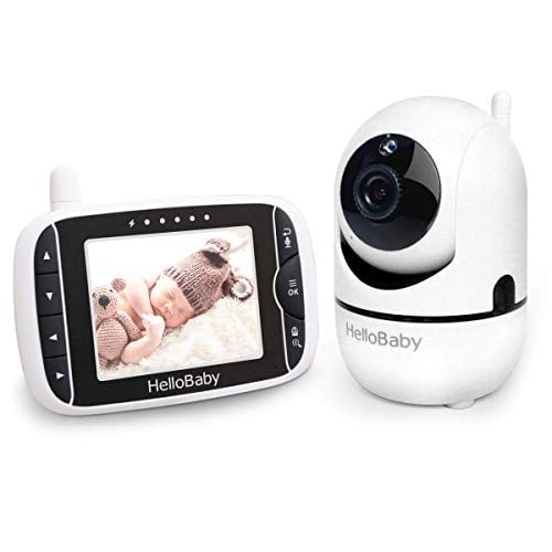 Baby Moniteur avec Caméra Panoramique et Écran 3,2 LCD, Vision Nocturne Infrarouge