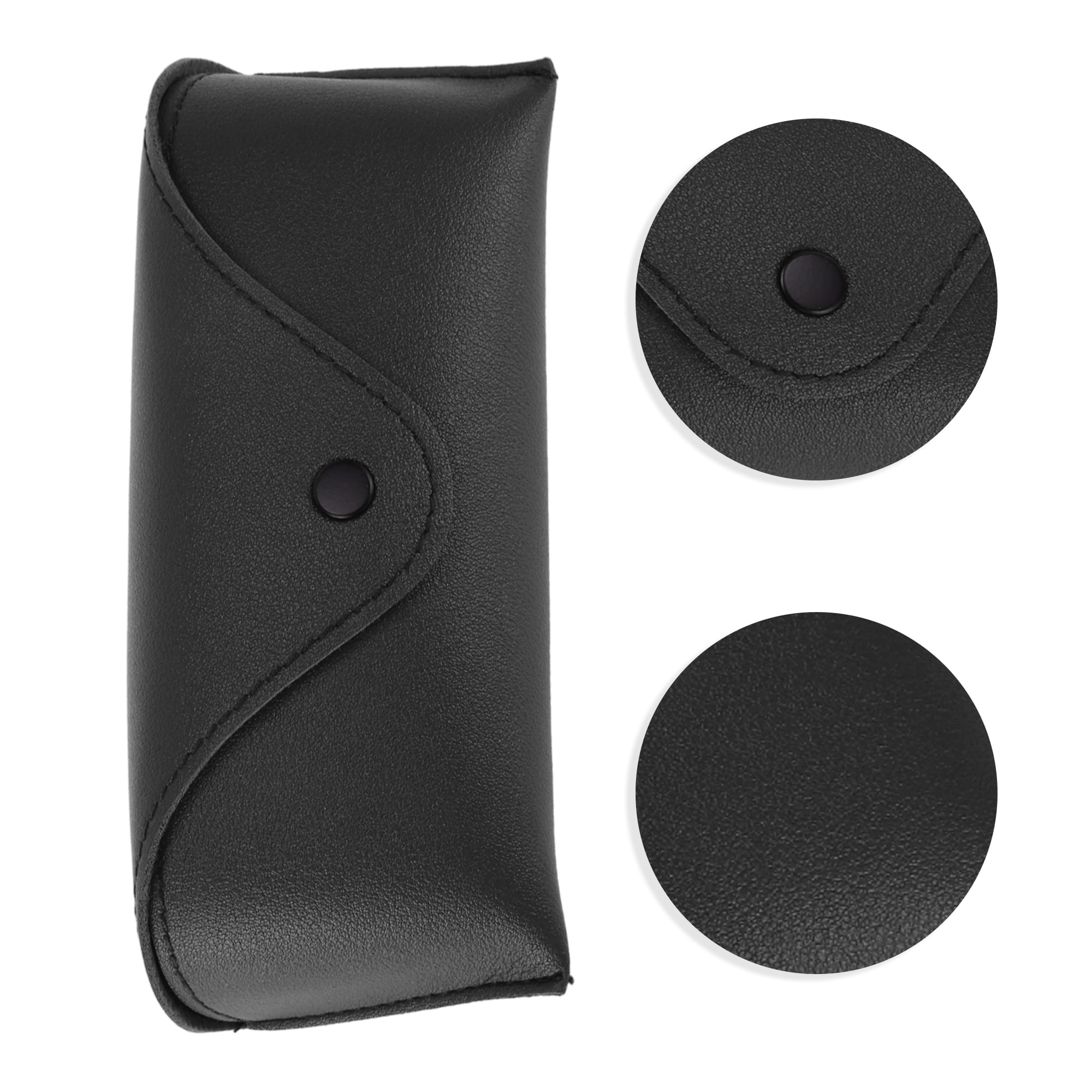 Unique Bargains Snap Button Eyeglasses Case Portable Eyeglasses Storage Black