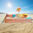 thumbnail image 3 of Kids Wooden Sandbox for 1-3 Year Olds | 47.25" Outdoor Sand Box with Storage & Fabric Bottom | Backyard Sandpit Play Equipment, 3 of 6