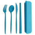 thumbnail image 1 of YOPTOP 4Pcs/Set Reusable Portable Plastic Cutlery Set with Storage Box Students Spoon Fork Cutter Chopsticks Tableware Set for Outdoor Travel,darkgreen, 1 of 8