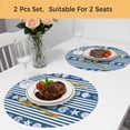 thumbnail image 5 of Navy Blue Striped Coastal Round 15 Inch Placemats Set of 2, Nautical Beach Starfish Shell HeatResistant Non Slip Place Mats for Dining Table, Wipeable Braided Kitchen Table Mats for Housewarming, 5 of 9