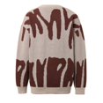 thumbnail image 3 of GBSYEWXS Women Sweater Crew Neck Long Sleeve Pullover Retro Letter Print Sweater Trendy Khaki, 3 of 6