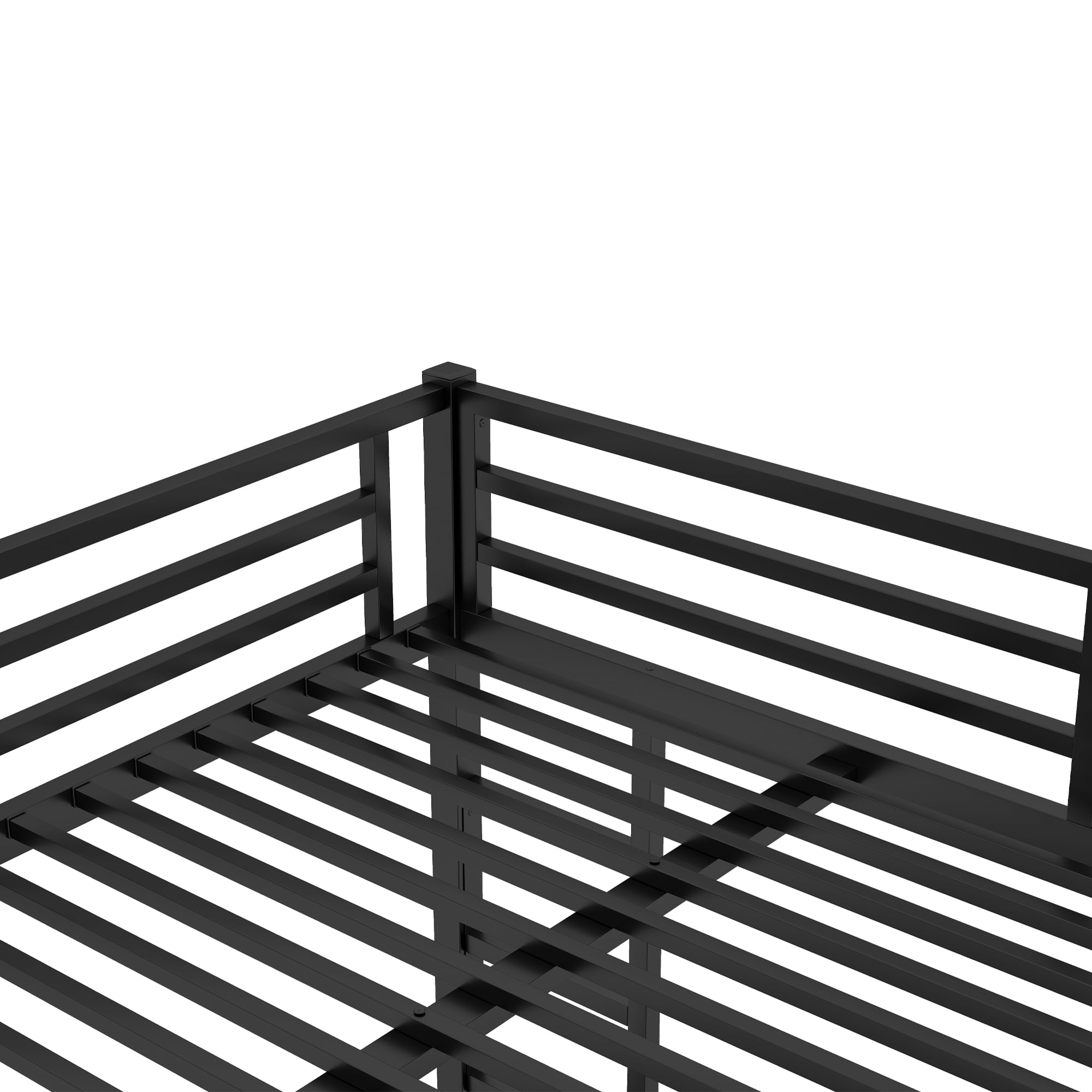 Aukfa Heavy Duty King over King Metal Bunk Bed with Ladders and Guardrail for Kids, Teens and Adults, Black