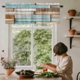 thumbnail image 6 of Blue Brown Vintage Rod Pocket Curtain Valance, Retro Farmhouse Elegant Pastoral Farmhouse Window Valance for Living Room, Bedroom, Kitchen 60"W x 18"L, 6 of 9