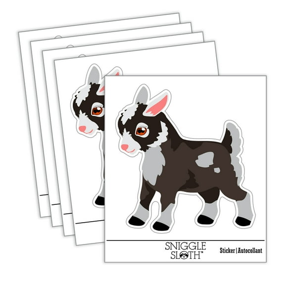Cute Baby Goat Car Window Bumper Water Bottle Phone Tablet Laptop Waterproof Vinyl Decal Sticker Set 5-Pack - Gloss Finish - 2.0"
