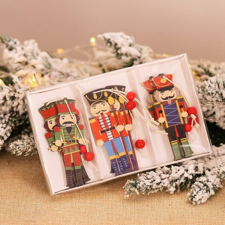 9Pcs Christmas Nutcrackers Walnut Soldier Wooden Pendant - Christmas Tree Hanging Ornaments - Holiday Decorations