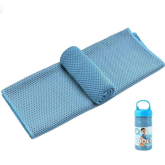 PBIYXQC Cooling Towel, Breathable with Storage Bottle Quick Dry Portable Neck Sweat Towel for Gym Workout Running Cycling Outdoor Activities Blue