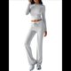thumbnail image 2 of Conjunto de Chándal de Larga con Cuello Redondo y Pantalones Acampanados de Cintura Alta para Mujer. Flores Blancas y Grises L, 2 of 10