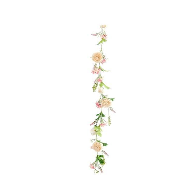 SLYNSHome Flower Garland Artificial Rose Vine with Green Leaves Rose Gold Hanging Fake Roses Rattan for Room Party Home Wedding Arch Spring Summer Decor