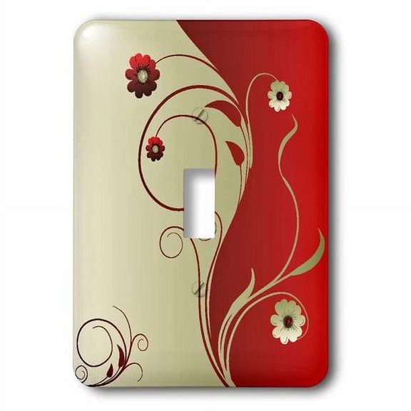 3dRose, Delicate Red, and Cream Flowers and Flourishes, single toggle switch