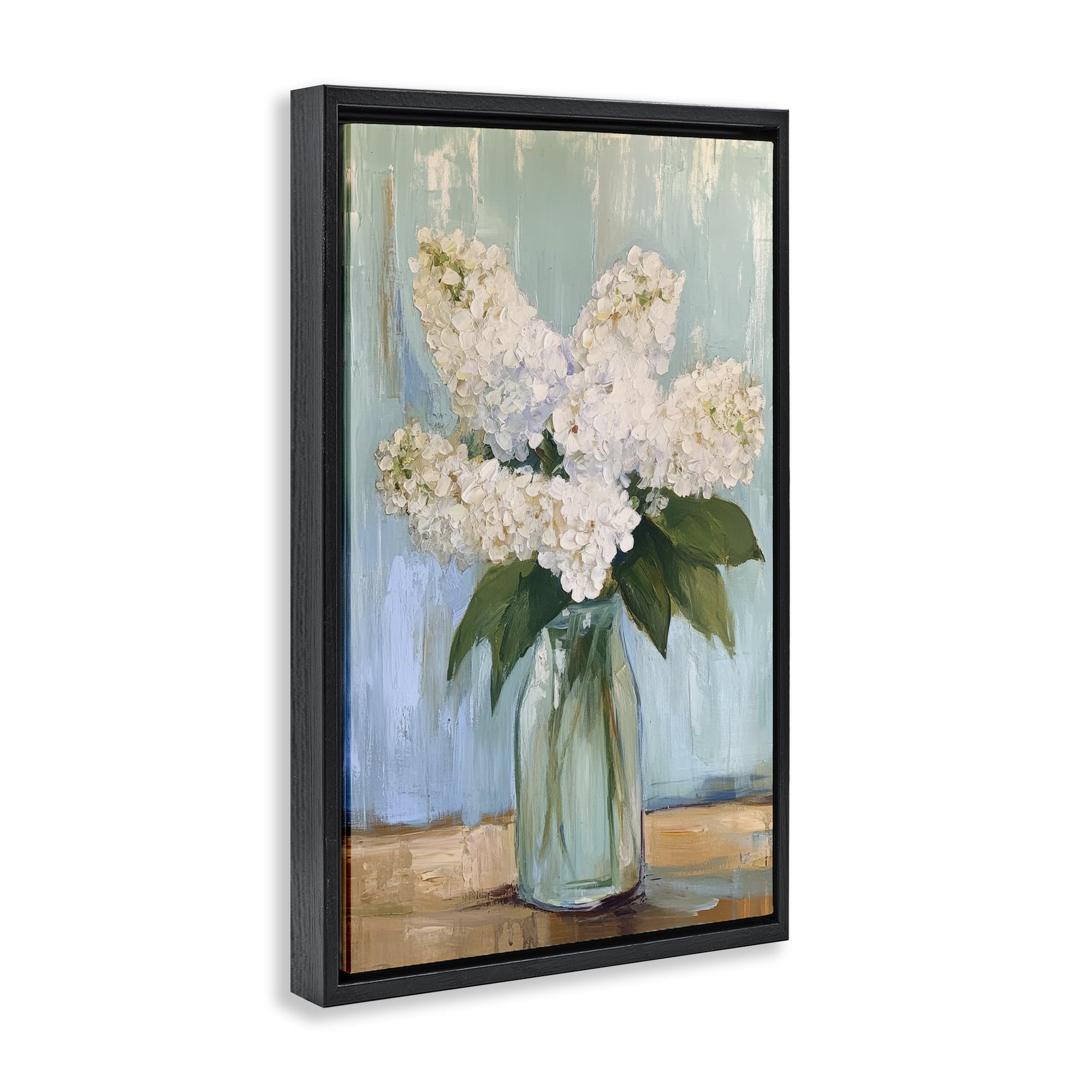 Stupell Industries Tall Flowers in Glass Vase Black Framed Floater Canvas Wall Art, design by Petal Prints Design