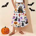 thumbnail image 2 of EANJE Halloween Womens Casual Elastic Waist Drawstring Midi Skirt Print Vacation Style A Line Flowy Skirt for Daily Wear Complexion M, 2 of 4