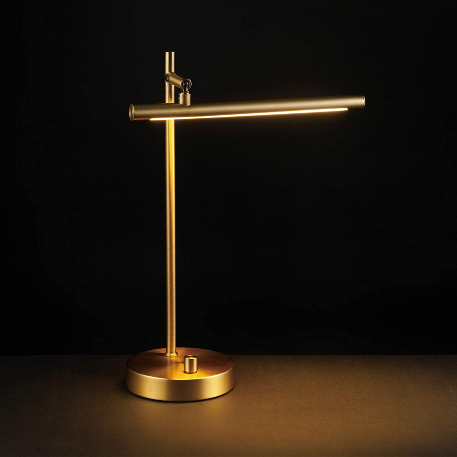 15" LED Integrated Desk Lamp, Matte Brass, 200 Lumens, Dimmer Rotary Switch