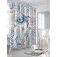 thumbnail image 3 of Blue Coastal Ocean Shower Curtain, Turtle Sealifes Bathroom Decor Curtains Set with Hooks, L Waterproof Fabric Home Accessories， 72 X 72 Inch Long, 3 of 6