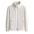 thumbnail image 4 of Men's Casual Jacket Stand Collar Front-Zip Solid Color Long Sleeve Polar Fleece Outwear Velvet Thermal Coat With Pockets (XXL, Beige), 4 of 5