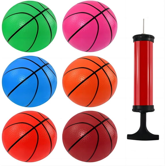 6 Pcs Mini Basketball,6 Inch Mini Basketballs Small Basketball Balls with Pump,Rubber Basketball Toys,Indoor Basketball Small Basketballs for Kids Adult Indoor Outdoor Pool (6 Colors)