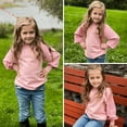 thumbnail image 6 of Oudiya Girls Puff Long Sleeve Sweaters Crew Neck Polka Dot Pullover Casual Pink Tops for Kids 5-14Y, 6 of 7