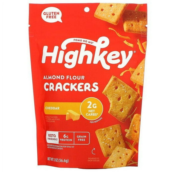 HighKey, Keto Friendly Gluten Free Almond Flour Crackers, Cheddar, 2 oz
