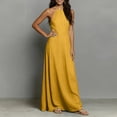 thumbnail image 6 of Laqbezok Women's Halter Neck Backless Maxi Dress, Casual Sleeveless Open Back Long Gown, Minimalist Summer Beach Sundress with Pockets, 6 of 6