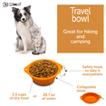 thumbnail image 3 of Kewoow Set of 2 Silicone Bowl collapsable Dog & Cat. Foldable with a carabiner/clip, Travel expandable pet dish for water or food, Small-medium-Large sized pets, 28.74 fl oz/ 4 us cup. Orange, 3 of 10