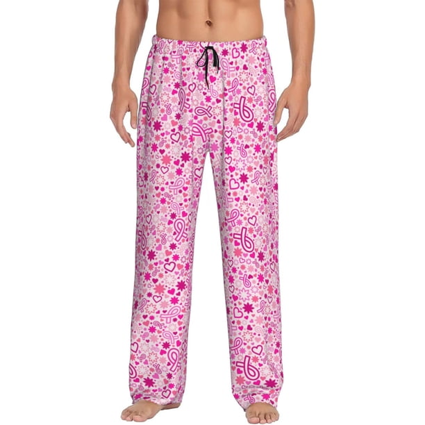 Fotbe Breast Cancer Awareness2 Pantalones de Pijama para Hombre, Pantalones de Dormir, Pantalones de Casa con Cintura Ajustable y Bolsillos-3X-Large
