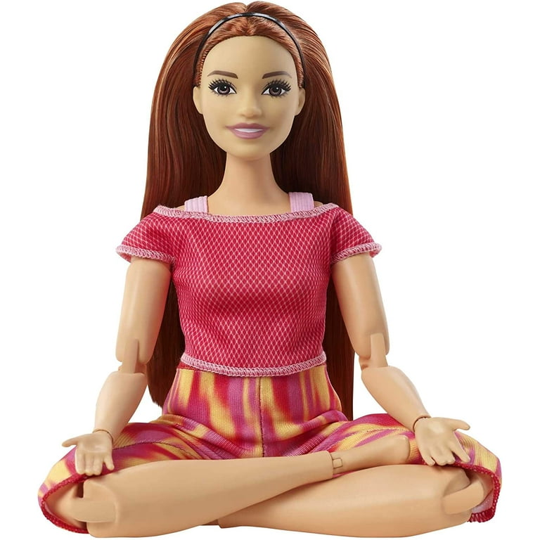 Afhængig Oversigt Stranden Barbie Made to Move Doll, Curvy, with 22 Flexible Joints Long Straight Red  Hair Wearing Athleisure - Walmart.com