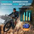 thumbnail image 3 of FENGQS 6000W Electric Bike for Adults, 50MPH 100 Miless Electric Mountain Bike, 60V 1200WH Removable Battery, Full Suspension, Dual Hydraulic Disc Brake Ebike-(Dark Blue), 3 of 9